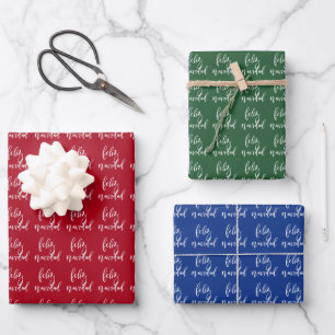 Feliz Navidad Red and White Christmas  Wrapping Paper Sheet