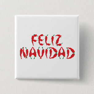Feliz Navidad Red Chile Pepper 15 Cm Square Badge