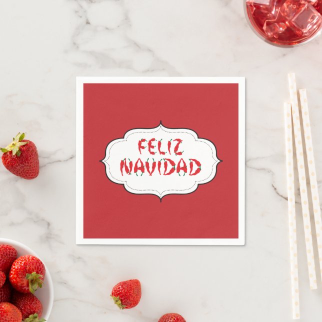 Feliz Navidad Red Chile Pepper Napkin (Insitu)