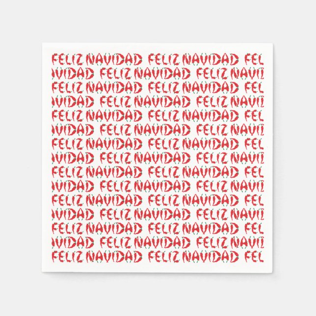 Feliz Navidad Red Chile Pepper Napkin (Front)