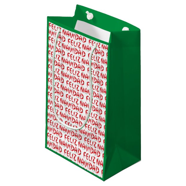 Feliz Navidad Red Chile Pepper Small Gift Bag (Front Angled)