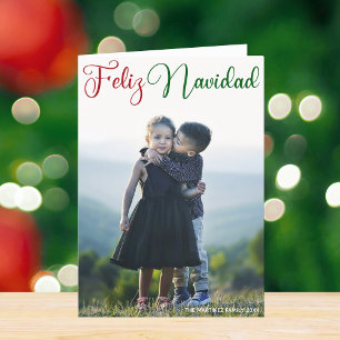 Feliz Navidad Red Green Spanish Christmas Folded Holiday Card