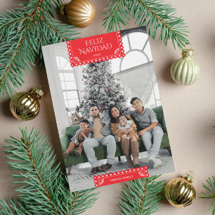 Feliz Navidad Red Ribbon Holiday Card