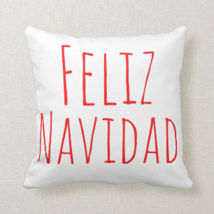 Feliz Navidad Red White Christmas Cushion