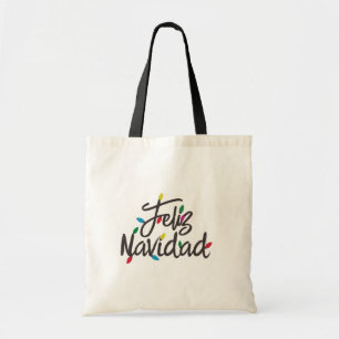 Feliz Navidad Retro Christmas Lights Holiday Tote Bag