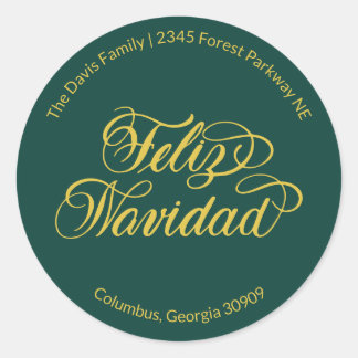 Feliz Navidad Return Address Classic Round Sticker
