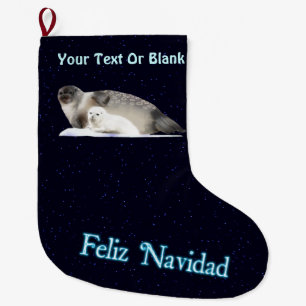 Feliz Navidad - Ringed Seal Large Christmas Stocking