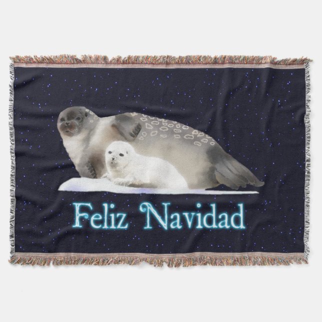 Feliz Navidad - Ringed Seal Throw Blanket (Front)