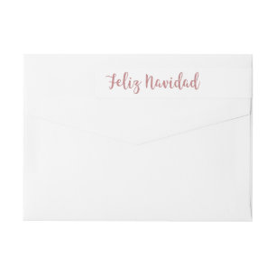 Feliz Navidad Rose Gold Pink Faux Glitter Wrap Around Label