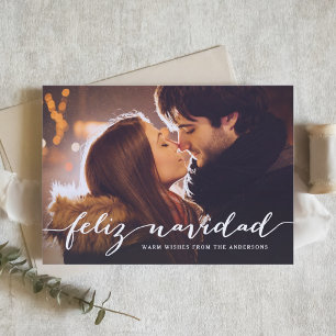 Feliz Navidad Rustic Script Christmas Photo Holiday Card