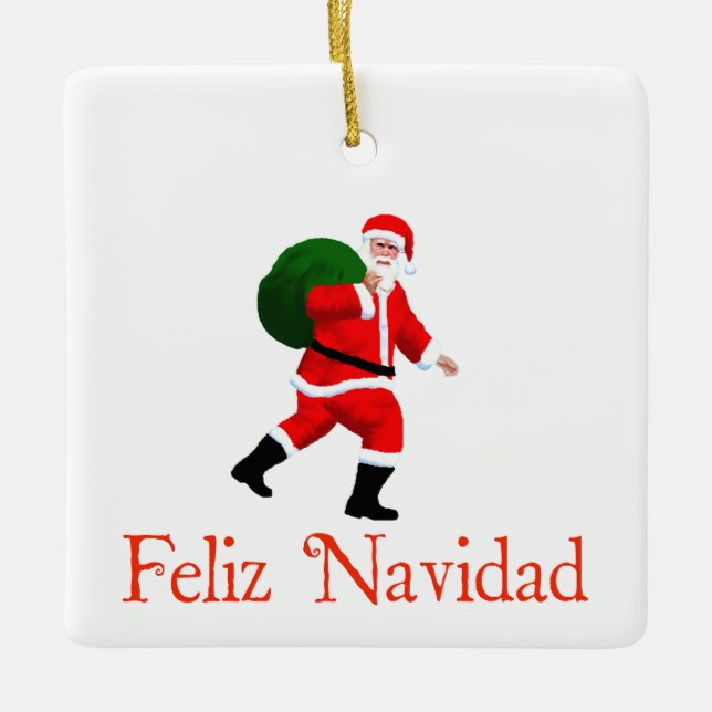 Feliz Navidad - Santa Claus Ceramic Tree Decoration (Front)