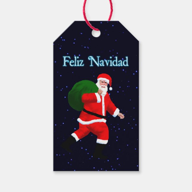 Feliz Navidad - Santa Claus Gift Tags (Front)