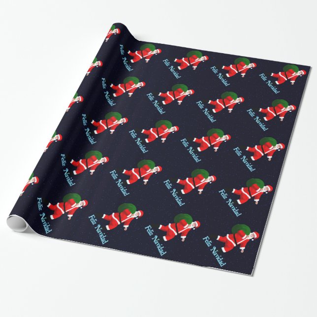 Feliz Navidad - Santa Claus Wrapping Paper (Unrolled)