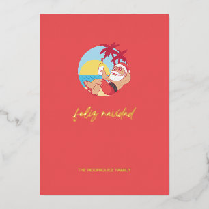 Feliz Navidad Santa  Holiday Card