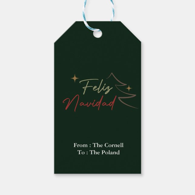 Feliz Navidad Script Gift Tags (Front)