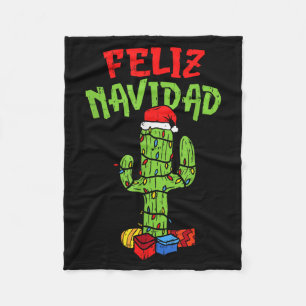 Feliz Navidad Shirt Mexican Christmas Cactus Xmas Fleece Blanket