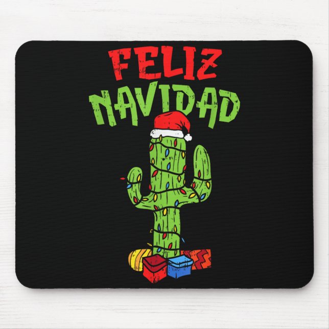 Feliz Navidad Shirt Mexican Christmas Cactus Xmas  Mouse Mat (Front)