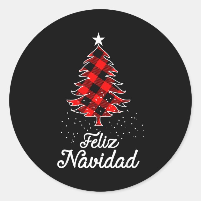 Feliz Navidad Shirts Family - Christmas Trees Buff Classic Round Sticker (Front)