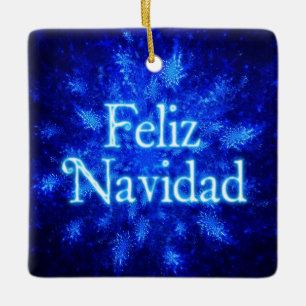 Feliz Navidad - Snowburst Ceramic Ornament