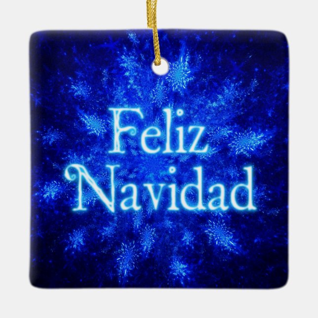 Feliz Navidad - Snowburst Ceramic Ornament (Front)