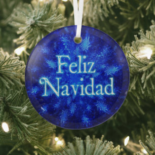 Feliz Navidad - Snowburst Glass Tree Decoration