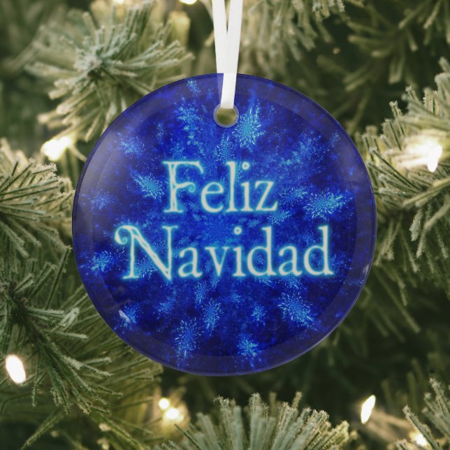 Feliz Navidad - Snowburst Glass Tree Decoration (Insitu)
