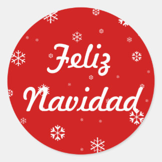 Feliz Navidad Snowflakes Classic Round Sticker