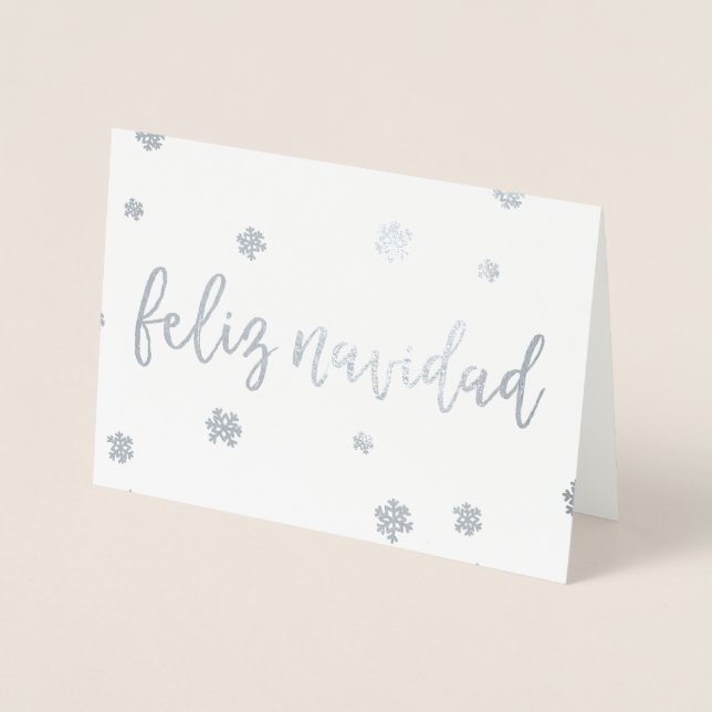 Feliz Navidad Snowflakes Foil Card (Front)