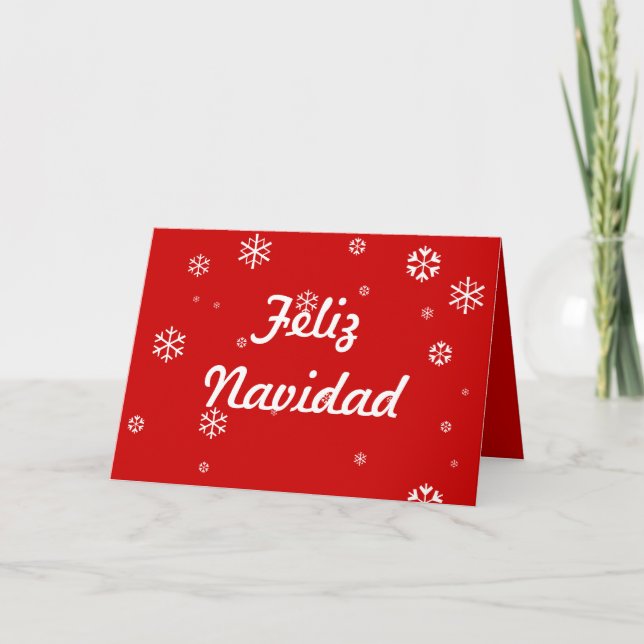 Feliz Navidad Snowflakes Holiday Card (Front)