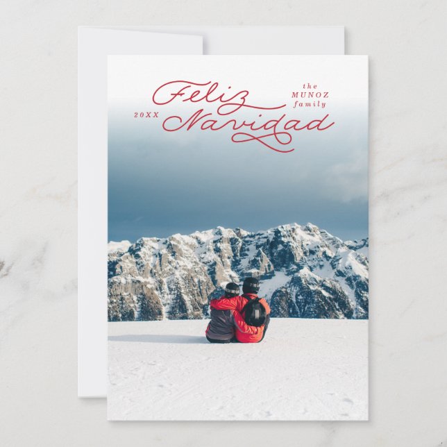 Feliz Navidad, Spanish Christmas Card, photo card (Front)