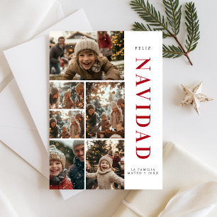 Feliz Navidad Spanish Christmas Family 6 Photo Holiday Card