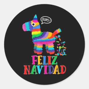 Feliz Navidad Spanish Christmas Funny Mexican Nata Classic Round Sticker