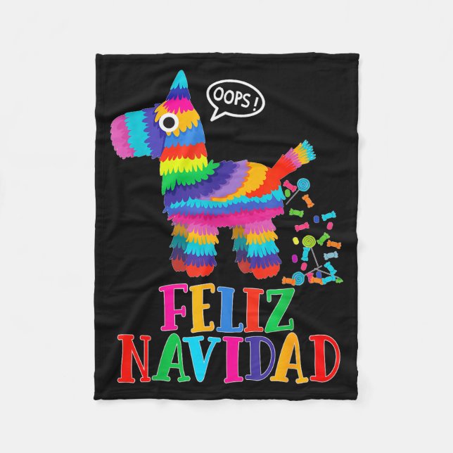 Feliz Navidad Spanish Christmas Funny Mexican Nata Fleece Blanket (Front)
