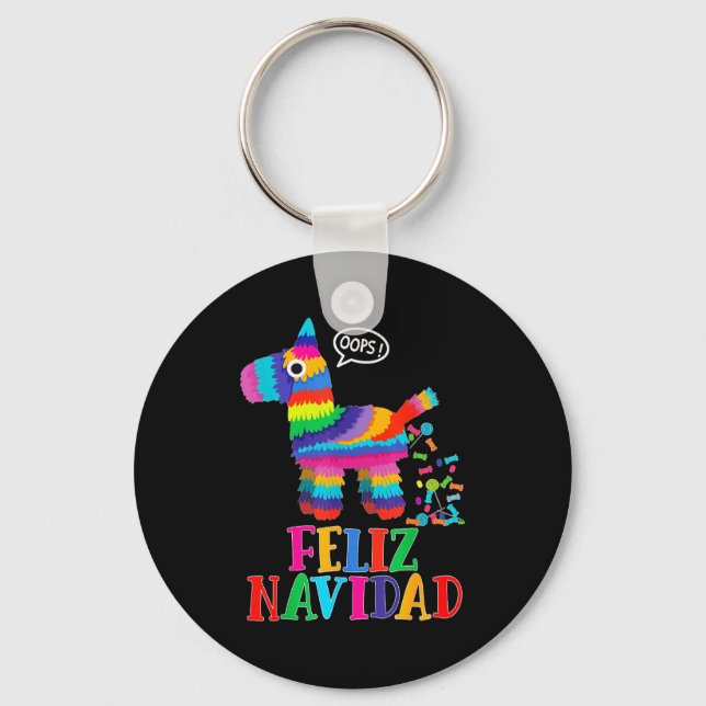Feliz Navidad Spanish Christmas Funny Mexican Nata Key Ring (Front)