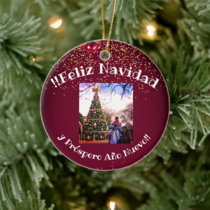 Feliz Navidad Spanish Christmas Greetings Ceramic Tree Decoration