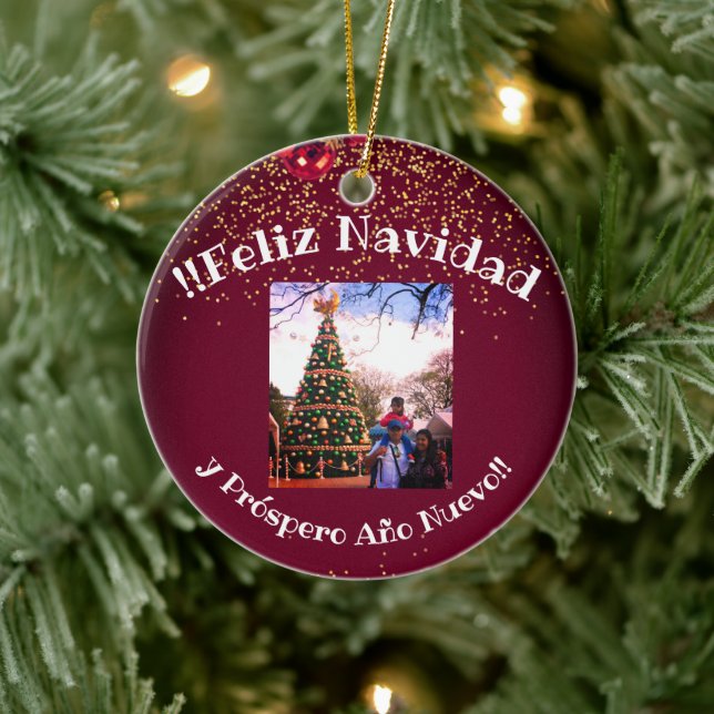 Feliz Navidad Spanish Christmas Greetings Ceramic Tree Decoration (Tree)