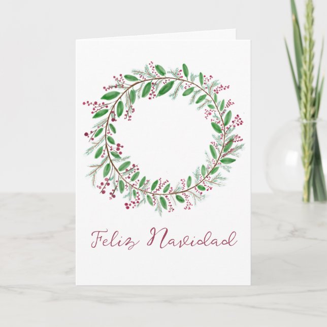 Feliz Navidad, Spanish Christmas Holiday Card (Front)