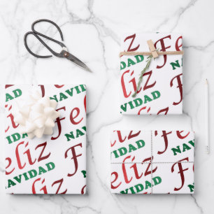 Feliz Navidad Spanish Christmas Holiday Wrapping Paper Sheet