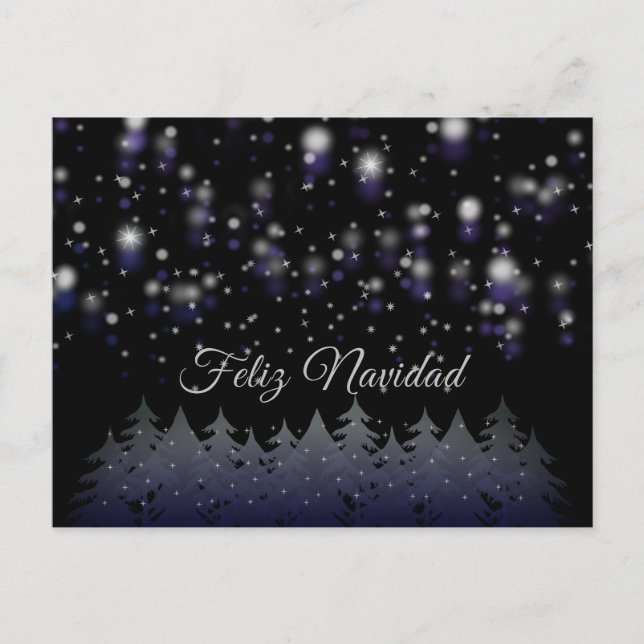 Feliz Navidad Spanish Christmas Starry Night Snow Holiday Postcard (Front)
