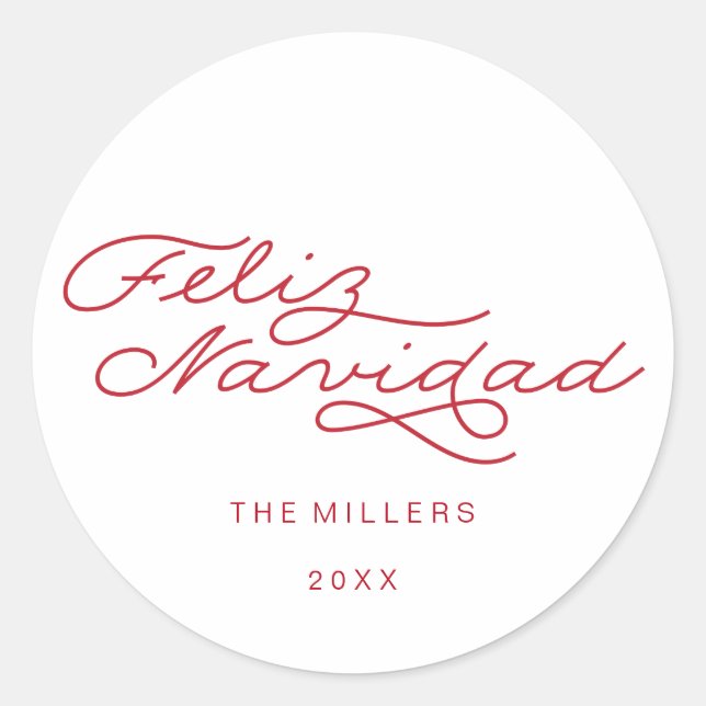 Feliz Navidad, Spanish Christmas Sticker (Front)