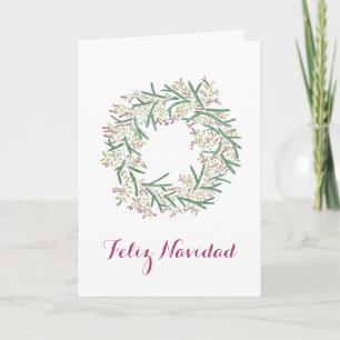Feliz Navidad, Spanish Christmas wreath Holiday Card