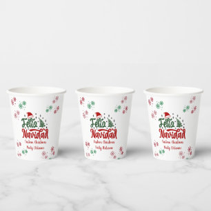 Feliz Navidad Spanish Merry Christmas Paper Cups