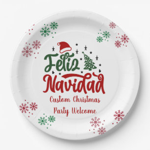 Feliz Navidad Spanish Merry Christmas Paper Plate