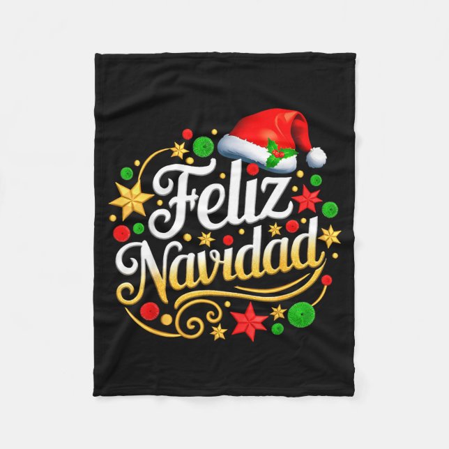 Feliz Navidad Spanish Mexican Christmas Xmas Holid Fleece Blanket (Front)