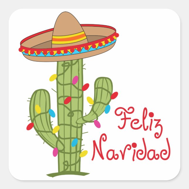 Feliz Navidad Square Sticker (Front)