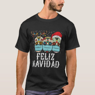 Feliz Navidad Sugar Skull In T-Shirt
