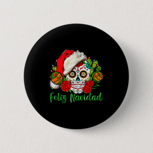 Feliz Navidad Sugar Skull Mexican Christmas 6 Cm Round Badge