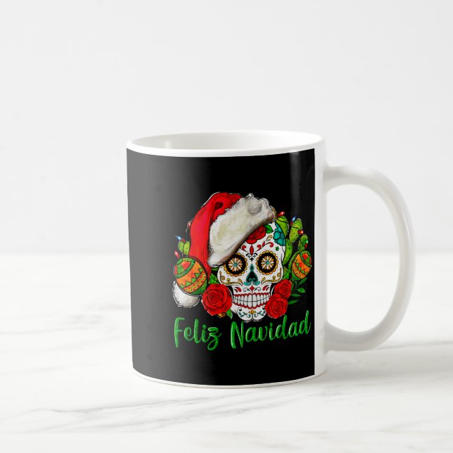 Feliz Navidad Sugar Skull Mexican Christmas  Coffee Mug (Right)
