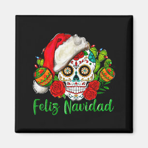 Feliz Navidad Sugar Skull Mexican Christmas Magnet