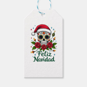 Feliz Navidad Sugar Skull Mexican Christmas T-Shir Gift Tags